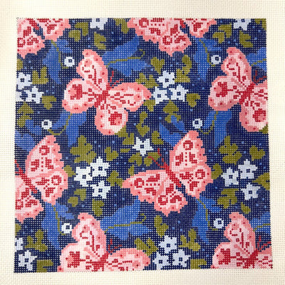 Pink Butterfly Garden needlepoint canvas - Bargello Needlepoint