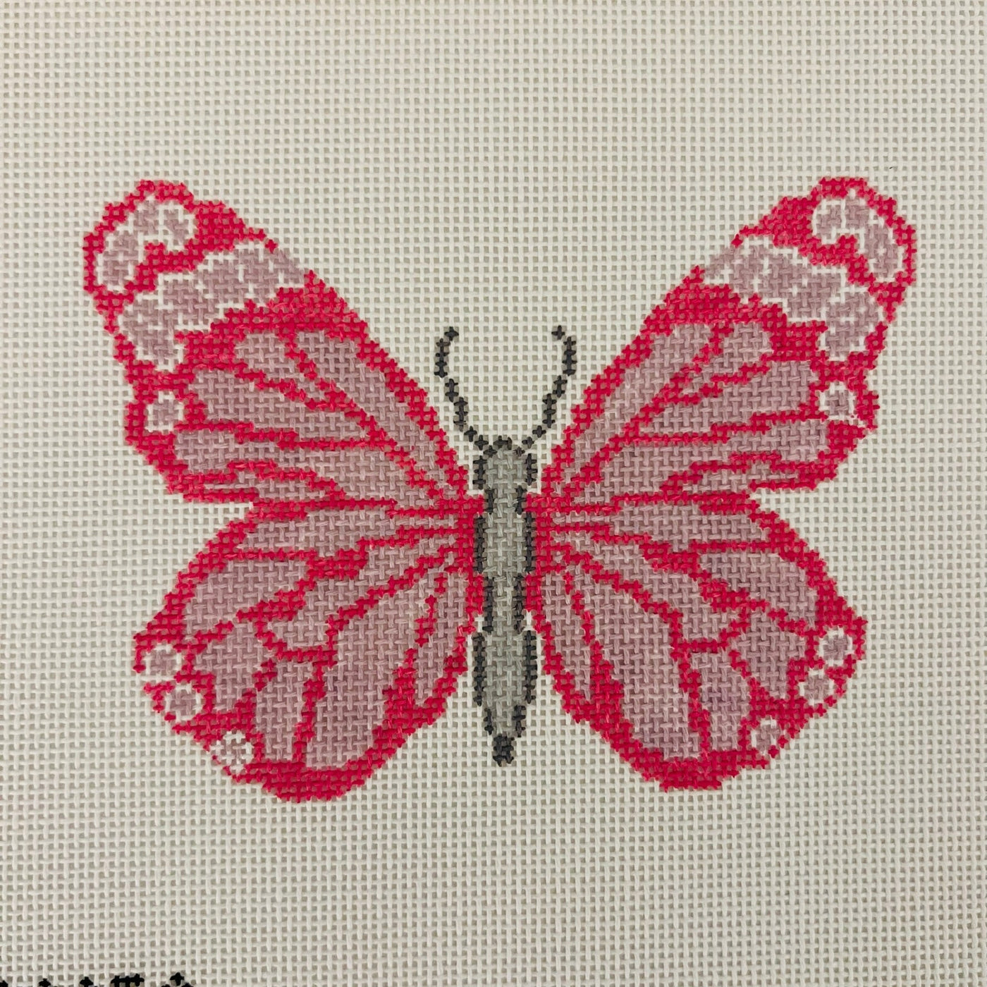 Pink Butterfly Ornament needlepoint canvas - Bargello Needlepoint