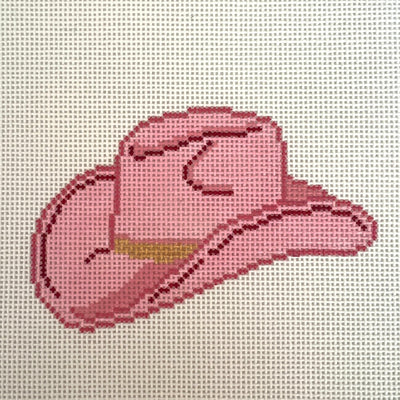 Pink Cowgirl Hat needlepoint canvas - Bargello Needlepoint