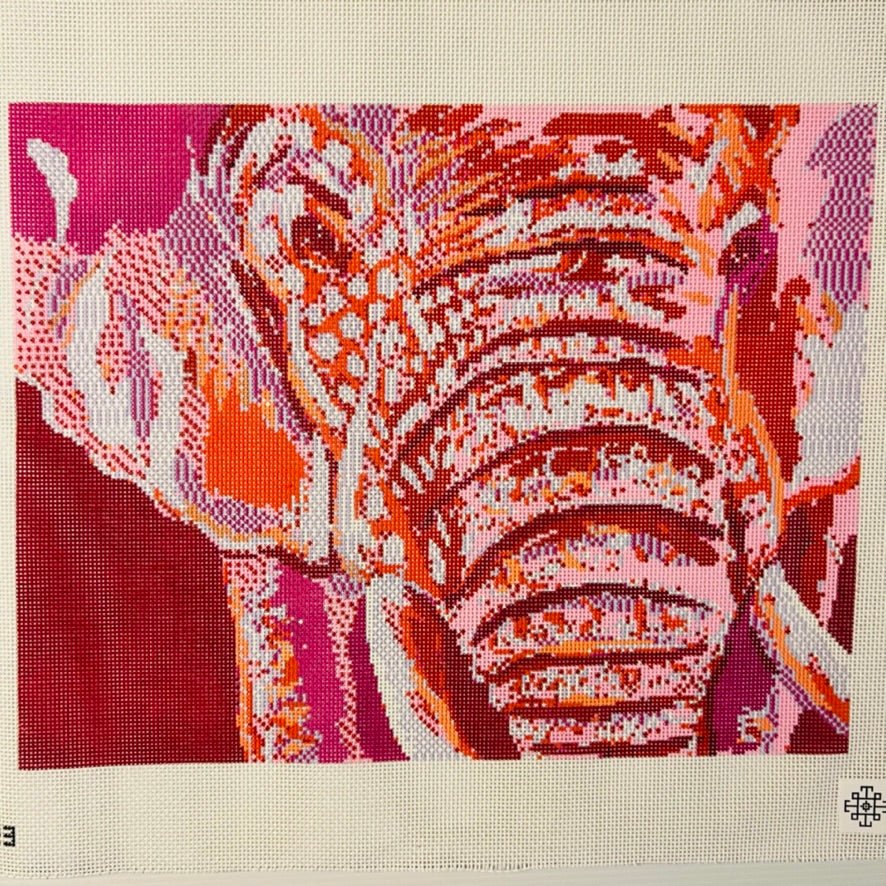 Pink Elephant needlepoint canvas - Bargello Needlepoint