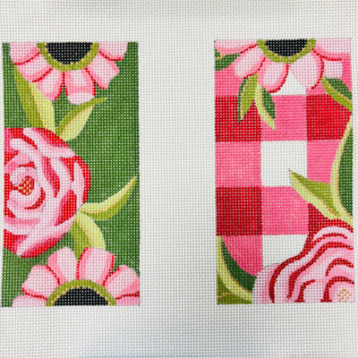 Pink Floral Gingham Eyeglass needlepoint canvas - Bargello Needlepoint