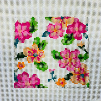 Pink Floral Square needlepoint canvas - Bargello Needlepoint