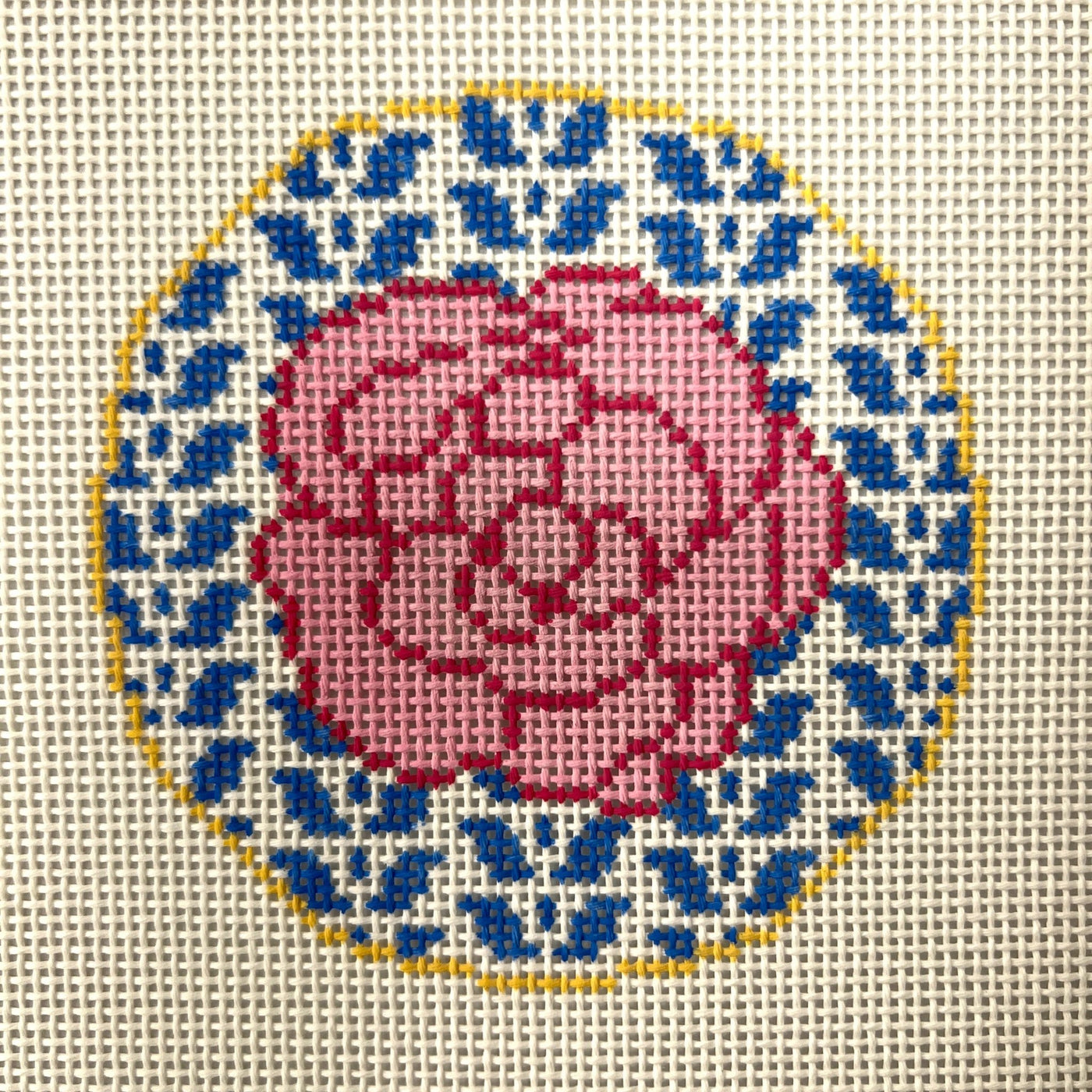 Pink Flower Insert needlepoint canvas - Bargello Needlepoint