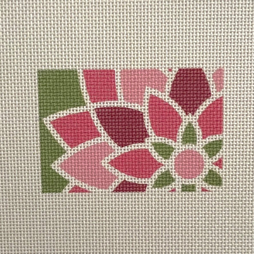 Pink Graphic Flower 2 x 3 needlepoint canvas - Bargello Needlepoint