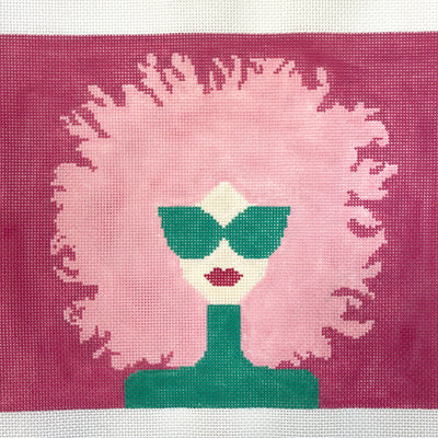 Pink Hair Lady needlepoint canvas - Bargello Needlepoint