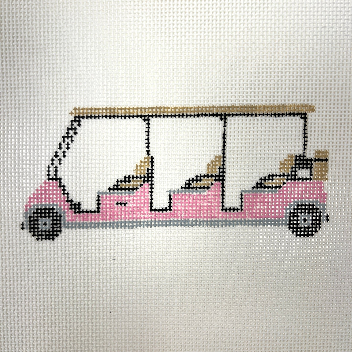 Pink Limo Cart needlepoint canvas - Bargello Needlepoint