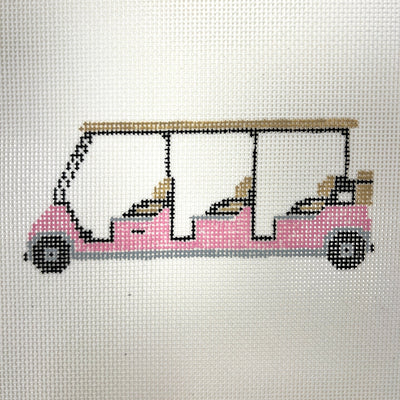 Pink Limo Cart needlepoint canvas - Bargello Needlepoint