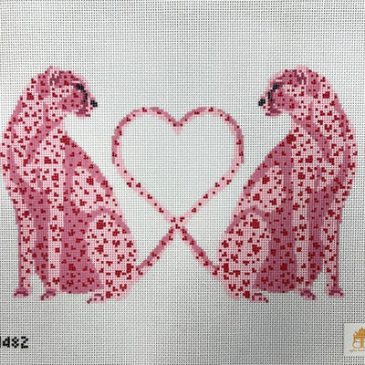 Pink Lovin' Leopards needlepoint canvas - Bargello Needlepoint