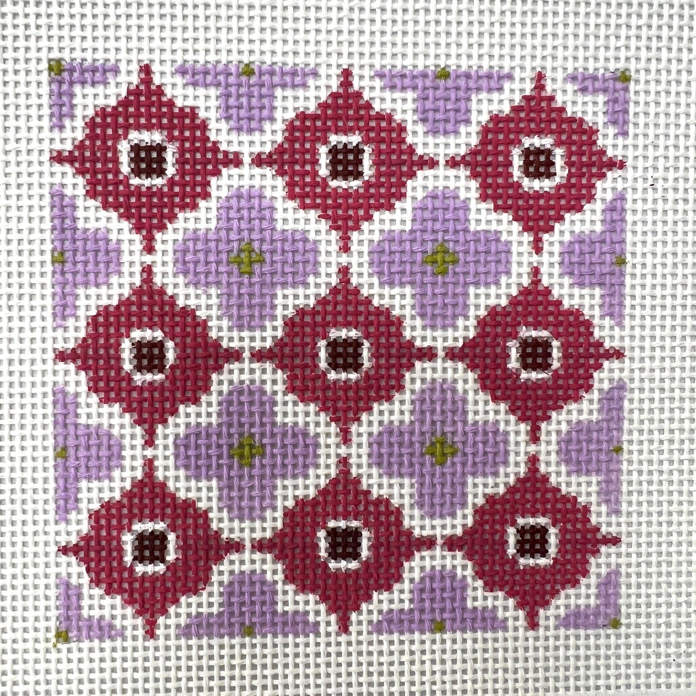 Pink Moroccan Tile needlepoint canvas - Bargello Needlepoint