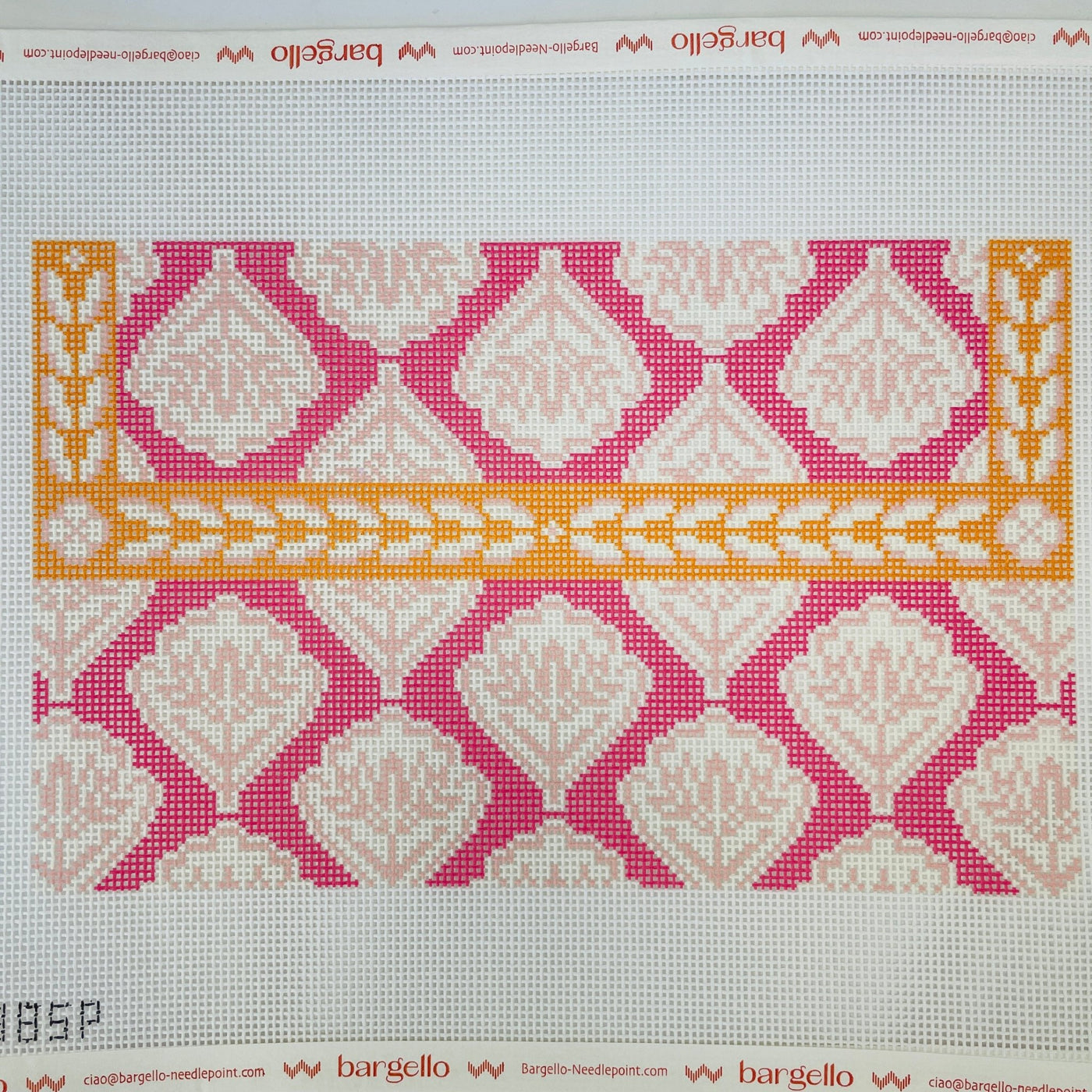 Pink & Orange Medallion Clutch needlepoint canvas - Bargello Needlepoint