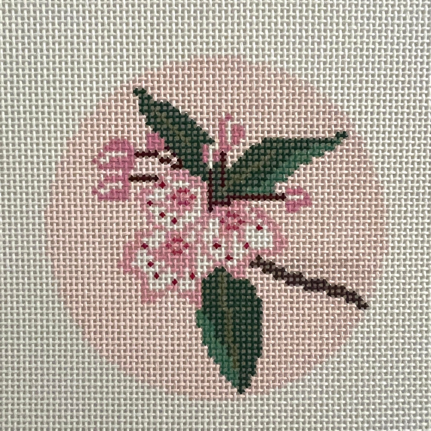 Pink Orchid Ornament needlepoint canvas - Bargello Needlepoint