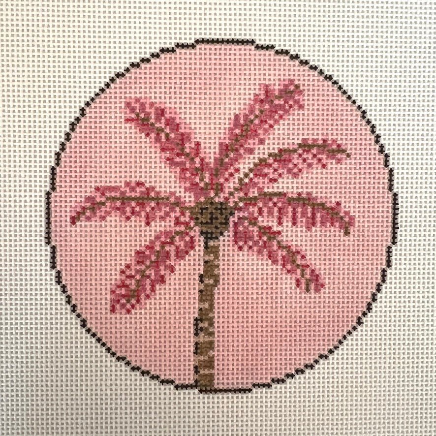 Pink Palm Tree needlepoint canvas - Bargello Needlepoint