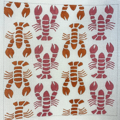 Pink & Red Lobsters needlepoint canvas - Bargello Needlepoint