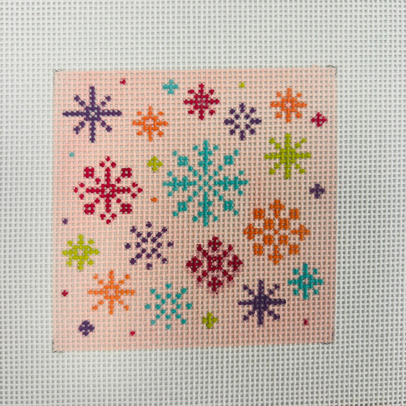 Pink Snowflake 1 needlepoint canvas - Bargello Needlepoint