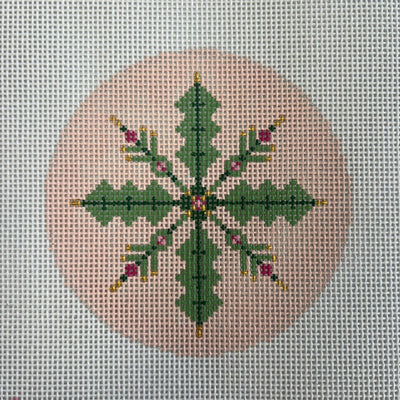 Pink Snowflake Ornament needlepoint canvas - Bargello Needlepoint