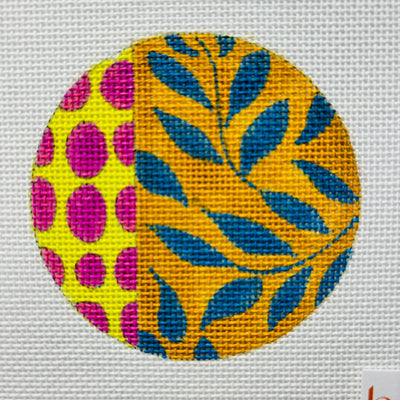 Pink Spots And Blue Leaves needlepoint canvas - Bargello Needlepoint