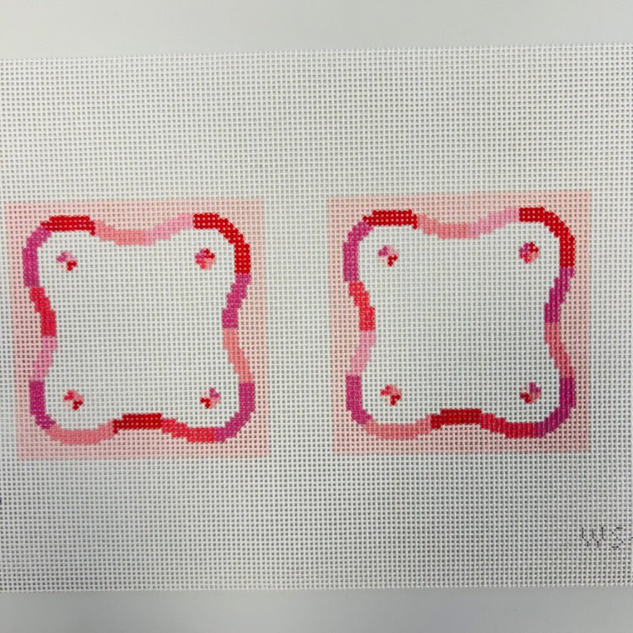 Pink Squiggle x2 Coasters needlepoint canvas - Bargello Needlepoint