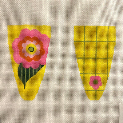 Pink & Yellow Flower Scissors Case needlepoint canvas - Bargello Needlepoint