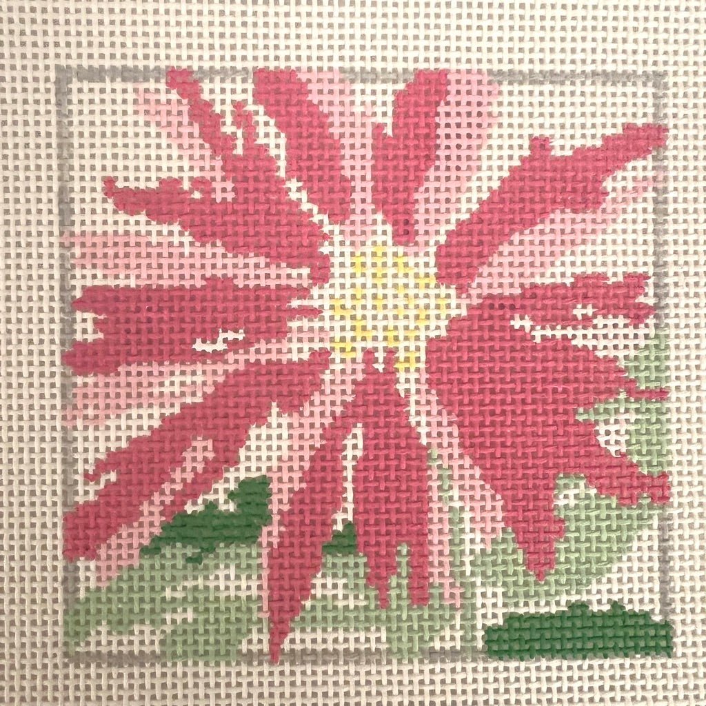 Pink Zinnia needlepoint canvas - Bargello Needlepoint