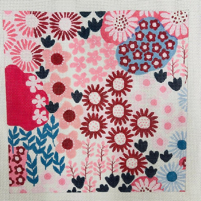 Pinks and Blues Flowers needlepoint canvas - Bargello Needlepoint