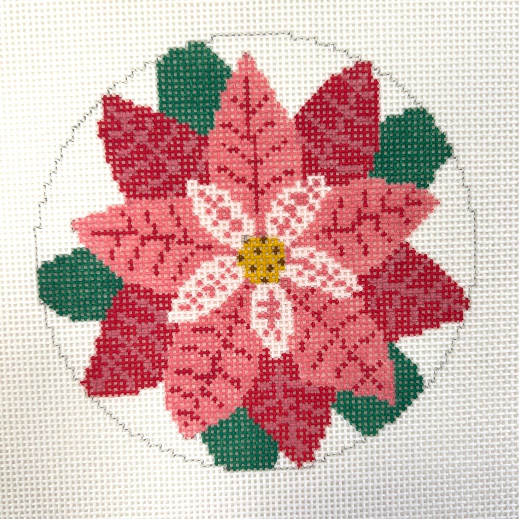 Poinsettia Ornament needlepoint canvas - Bargello Needlepoint