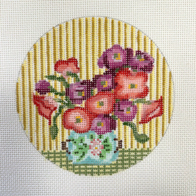 Poppies in Vase Ornament/Insert needlepoint canvas - Bargello Needlepoint