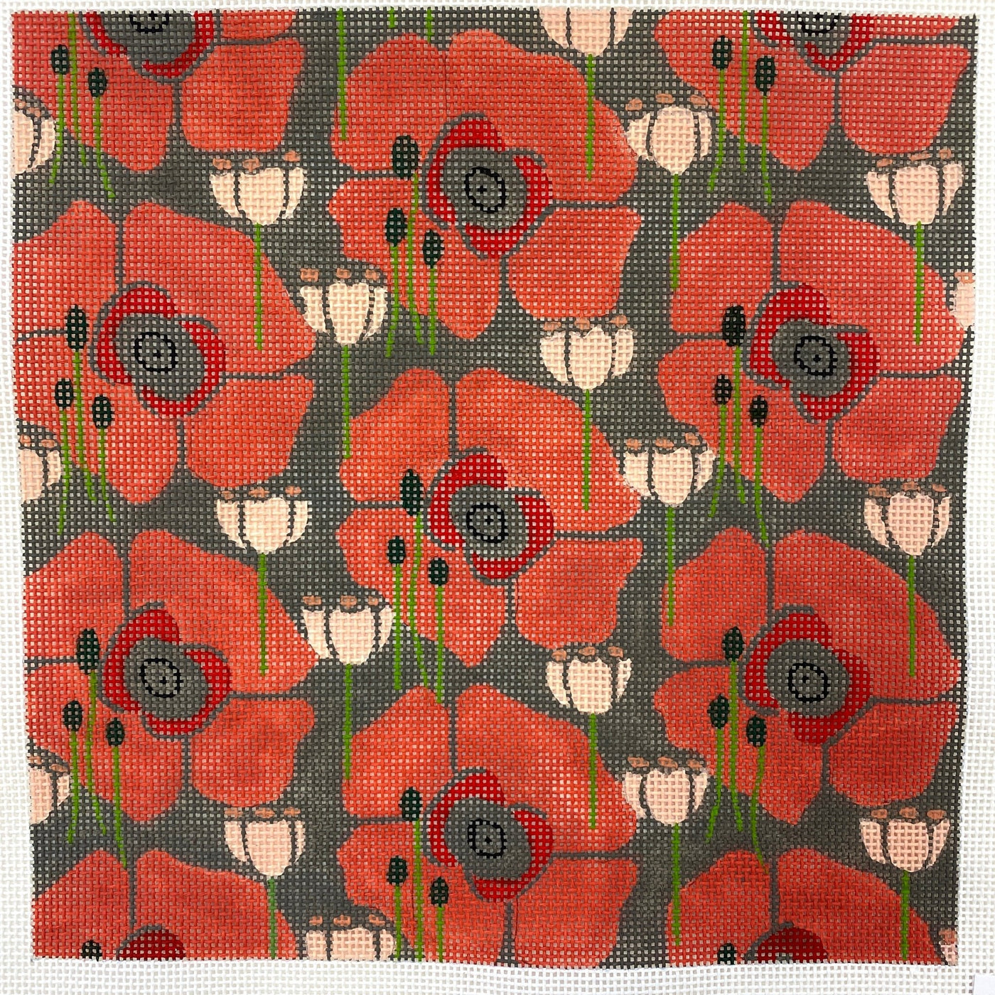 Poppies needlepoint canvas - Bargello Needlepoint