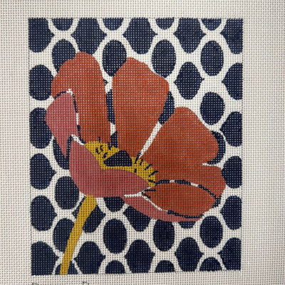 Poppy on blue and white needlepoint canvas - Bargello Needlepoint