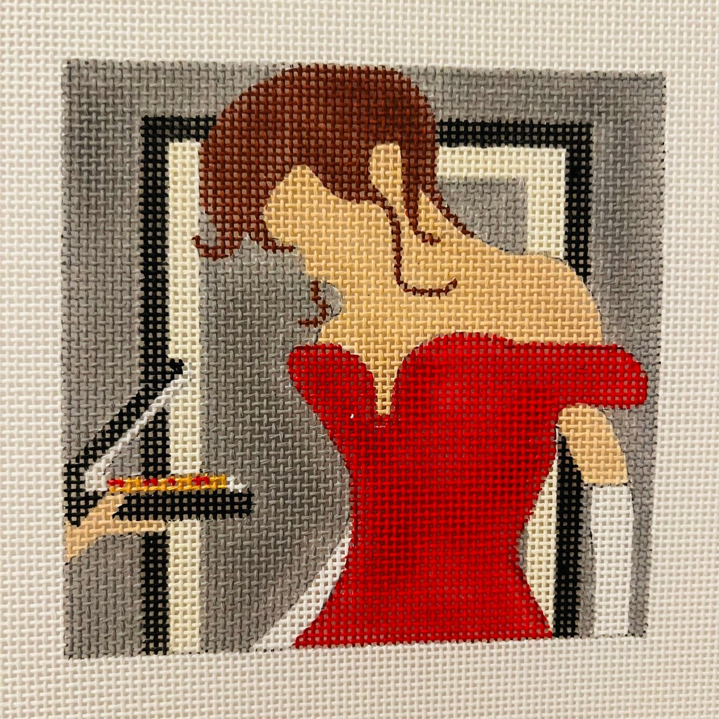 Pretty Woman Coaster needlepoint canvas - Bargello Needlepoint