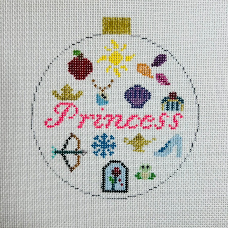 Princesses Round Ornament needlepoint canvas - Bargello Needlepoint