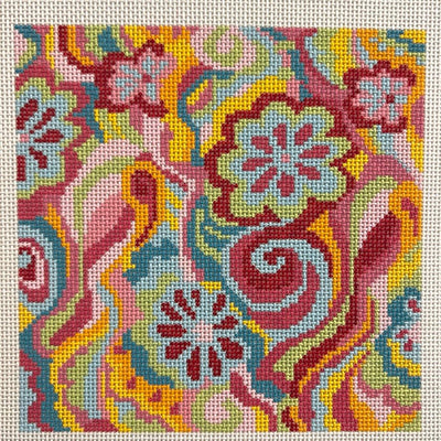 Pucciesque Floral Large Square needlepoint canvas - Bargello Needlepoint