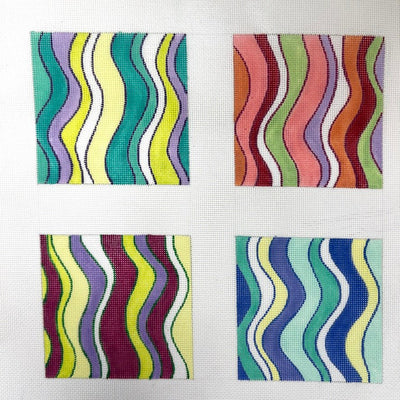 Pucciesque Wave Coasters Set needlepoint canvas - Bargello Needlepoint