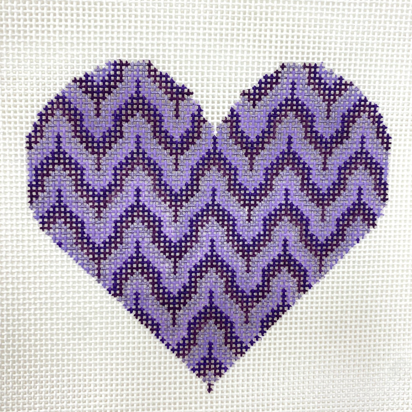 Purple Bargello Heart needlepoint canvas - Bargello Needlepoint