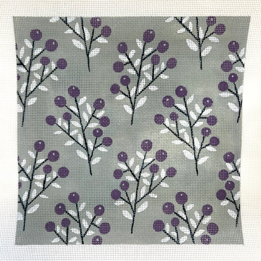 Purple Berries on Branches needlepoint canvas - Bargello Needlepoint