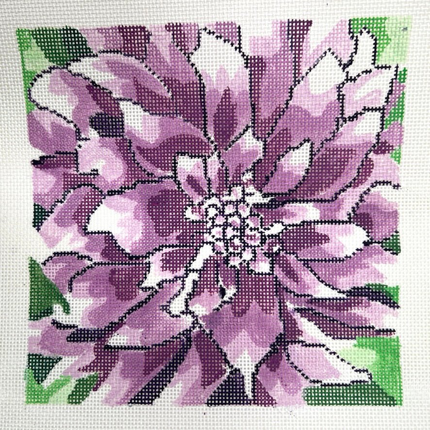 Purple Dahlia needlepoint canvas - Bargello Needlepoint