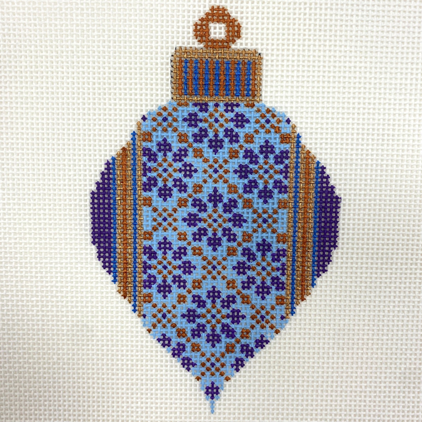 Purple & Gold Bulb Ornament needlepoint canvas - Bargello Needlepoint