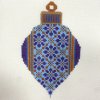 Purple & Gold Bulb Ornament needlepoint canvas - Bargello Needlepoint