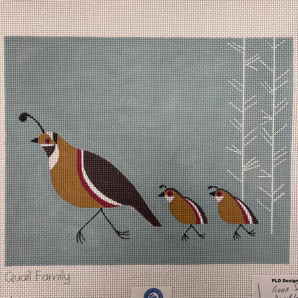 Quail Family needlepoint canvas - Bargello Needlepoint