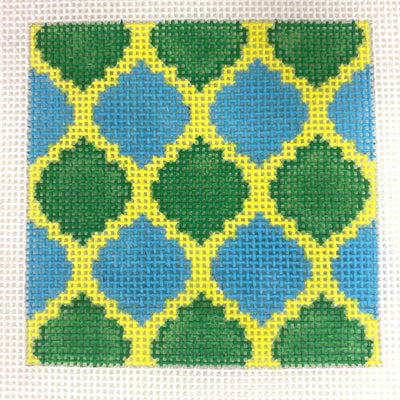 Quatrefoils - Kelly & Aqua needlepoint canvas - Bargello Needlepoint