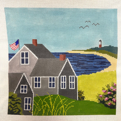 Quidnet Cottage needlepoint canvas - Bargello Needlepoint