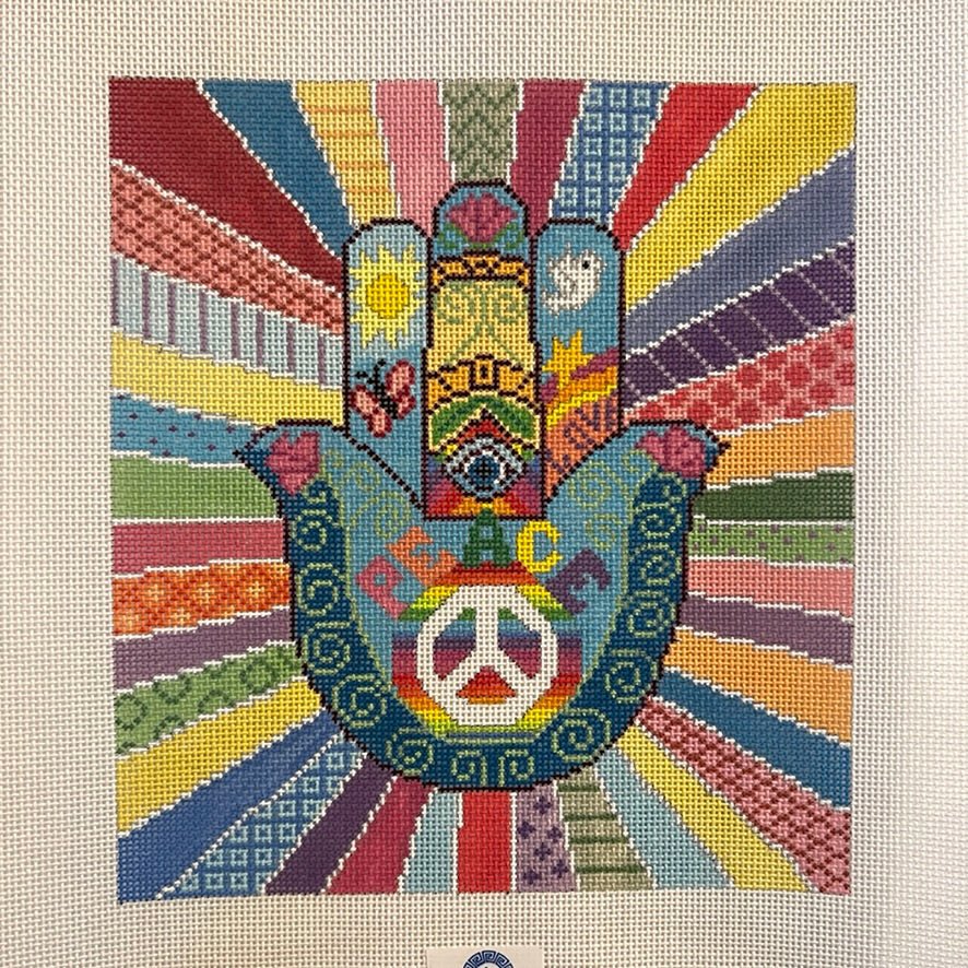 Rainbow Hamsa Hand Needlepoint Canvas