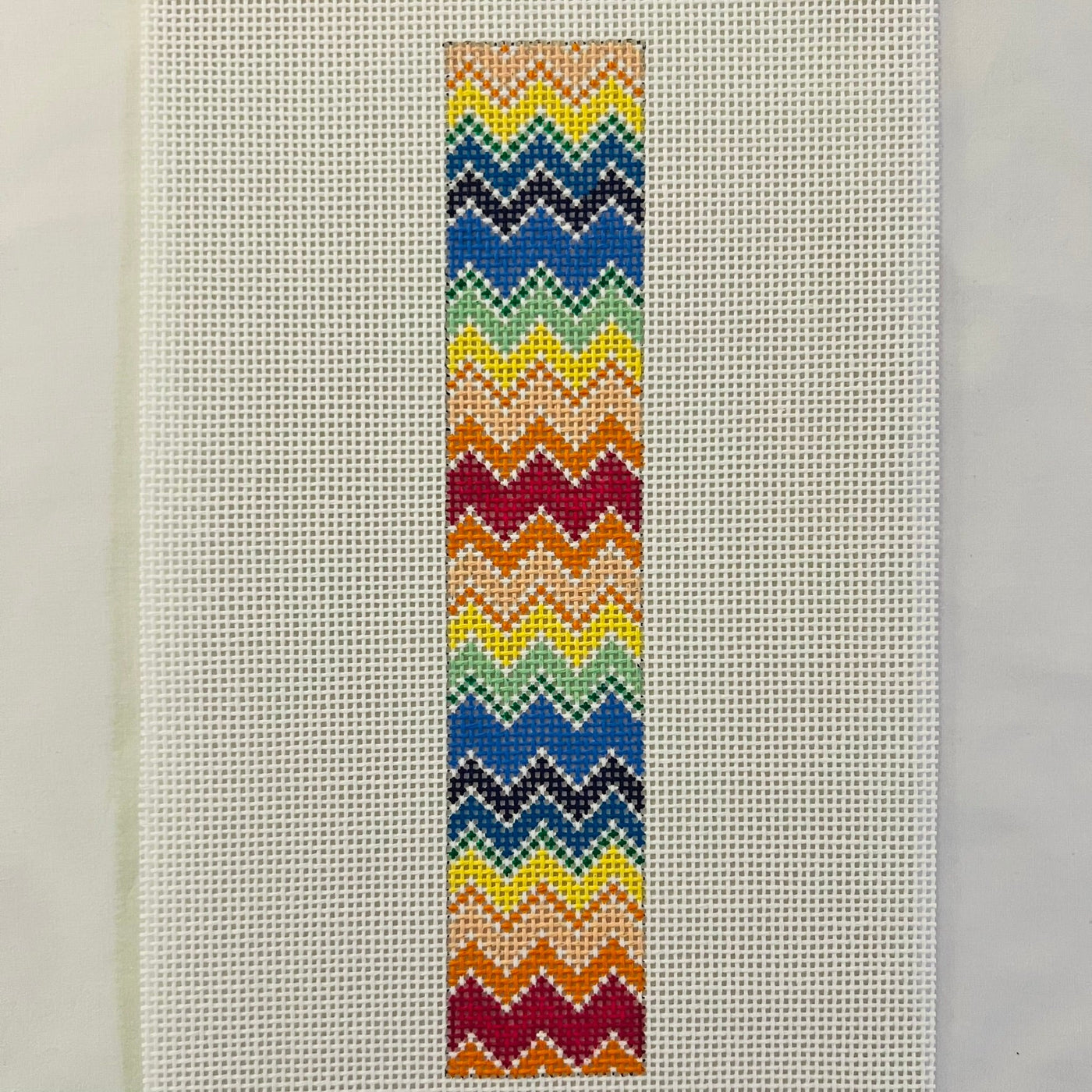 Rainbow Zig Zag Key Fob needlepoint canvas - Bargello Needlepoint