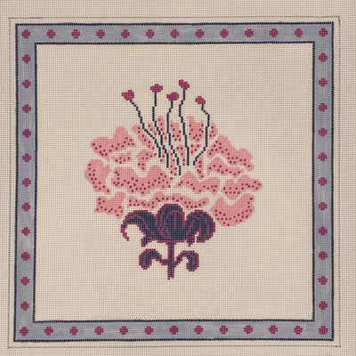 Raspberry Peony needlepoint canvas - Bargello Needlepoint