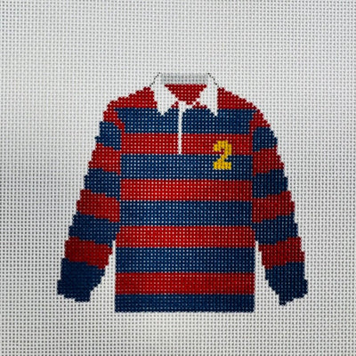 Red and Blue Rugby Ornament needlepoint canvas - Bargello Needlepoint