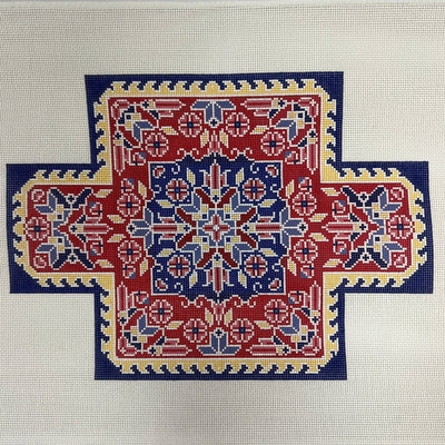 Red, Blue & Yellow Tabriz Brick Cover needlepoint canvas - Bargello Needlepoint