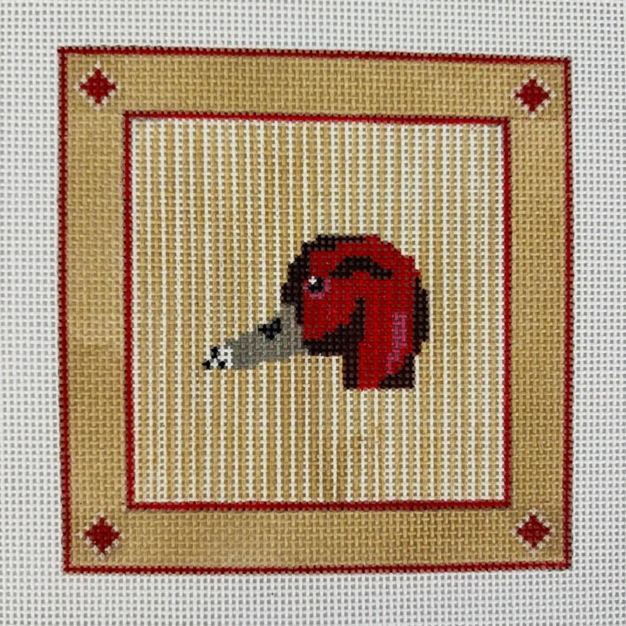 Red Crested Duck Coaster needlepoint canvas - Bargello Needlepoint