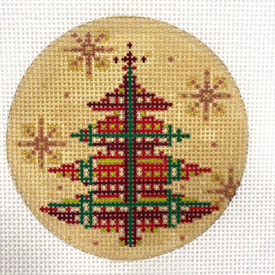 Red Green Plaid Tree Ornament needlepoint canvas - Bargello Needlepoint