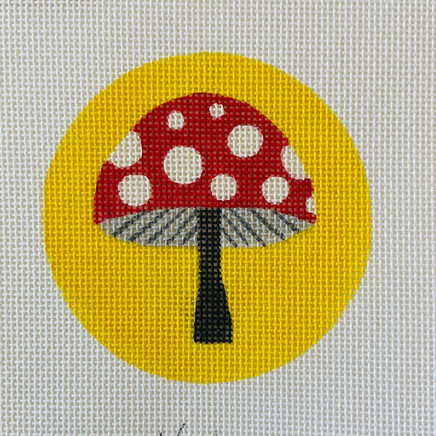 Red Polka Dot Mushroom needlepoint canvas - Bargello Needlepoint