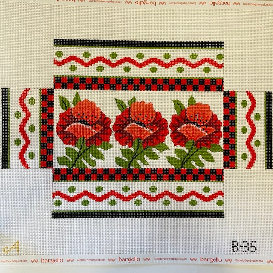 Red Poppies Brick Cover needlepoint canvas - Bargello Needlepoint