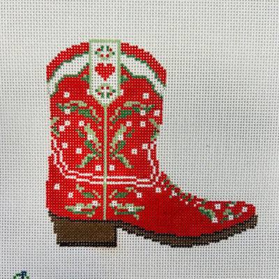 Red Snowdrop Boot needlepoint canvas - Bargello Needlepoint